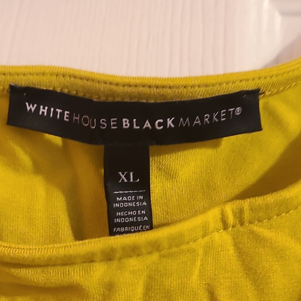 White House Black Market Asymmetrical Olive and Mustard Dress - Picture 2 of 3